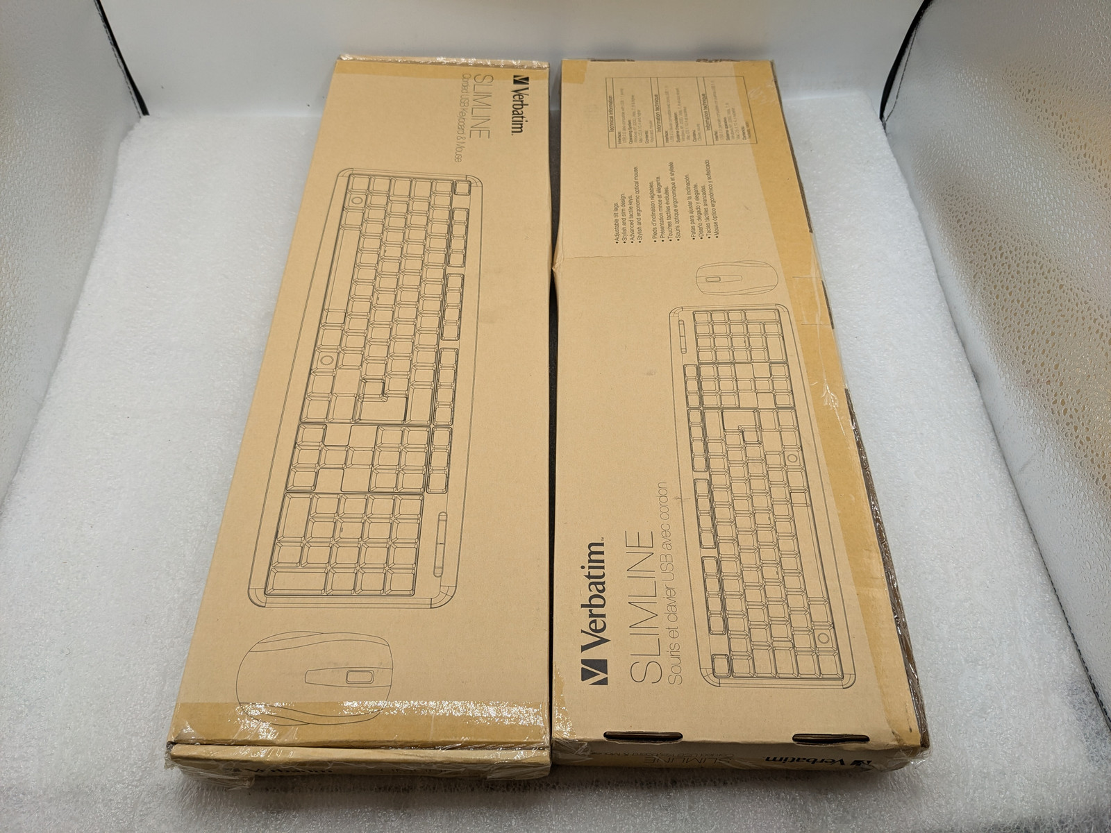 LOT OF 2 VERBATIM Slimline "WIRED" Keyboard Mouse Combo - Black 