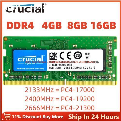 CRUCIAL DDR4 4GB 8GB 16GB 2666 2133 3200 LAPTOP MEMORY SODIMM NOTEBOOK MEMORY
