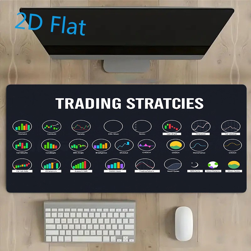 [2D Flat] Stock Trading Strategy Chart | Rubber Anti-slip Mouse Pad, Extra-lar