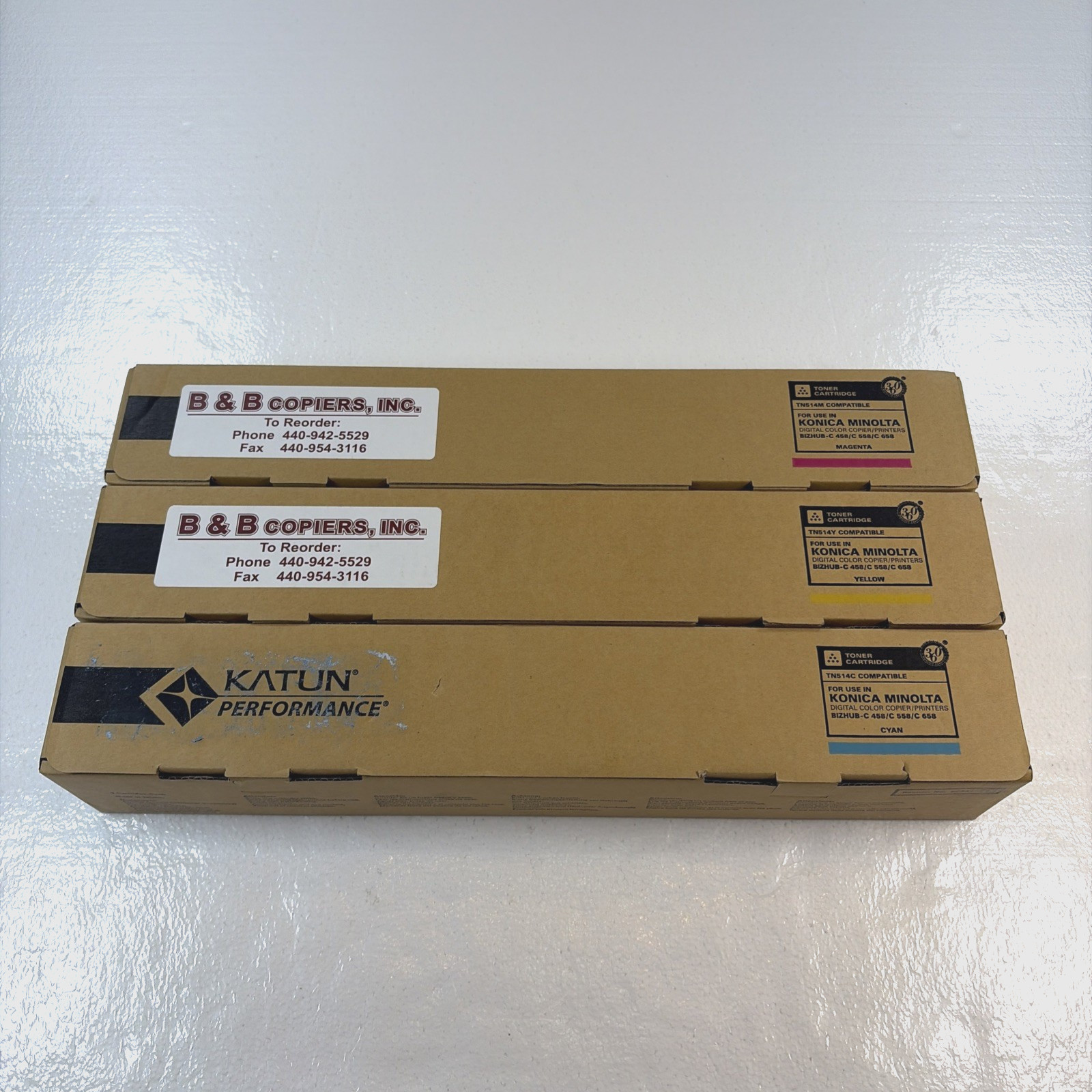 Katun 3 Pack Compatible Toner for Konica Minolta C458 C558 TN514Y TN514C TN514M