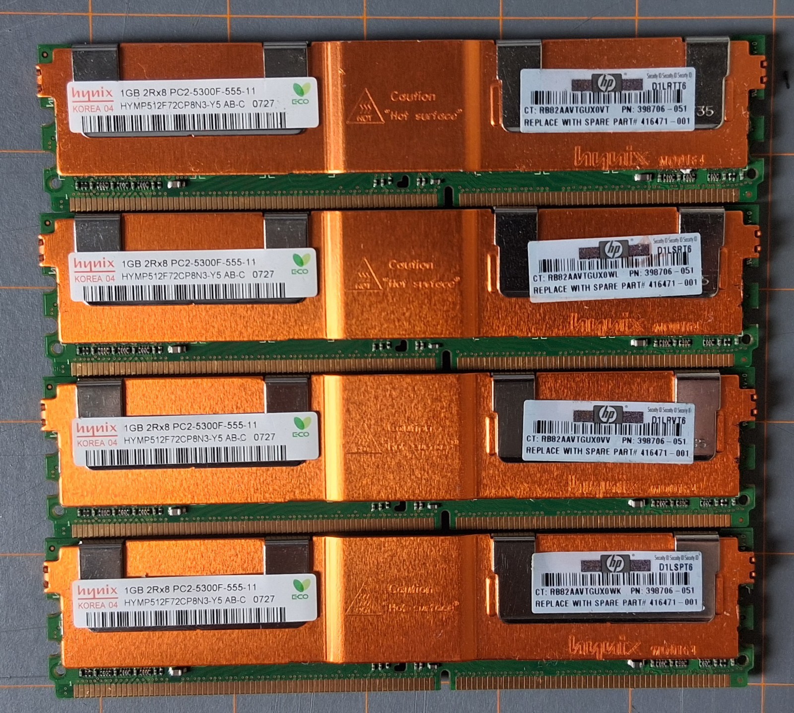 mixed HP DDR2 PC2-5300F-555-11 ECC Server Memory: 1GB, 4GB, 8GB | 2Rx8 | 2Rx4