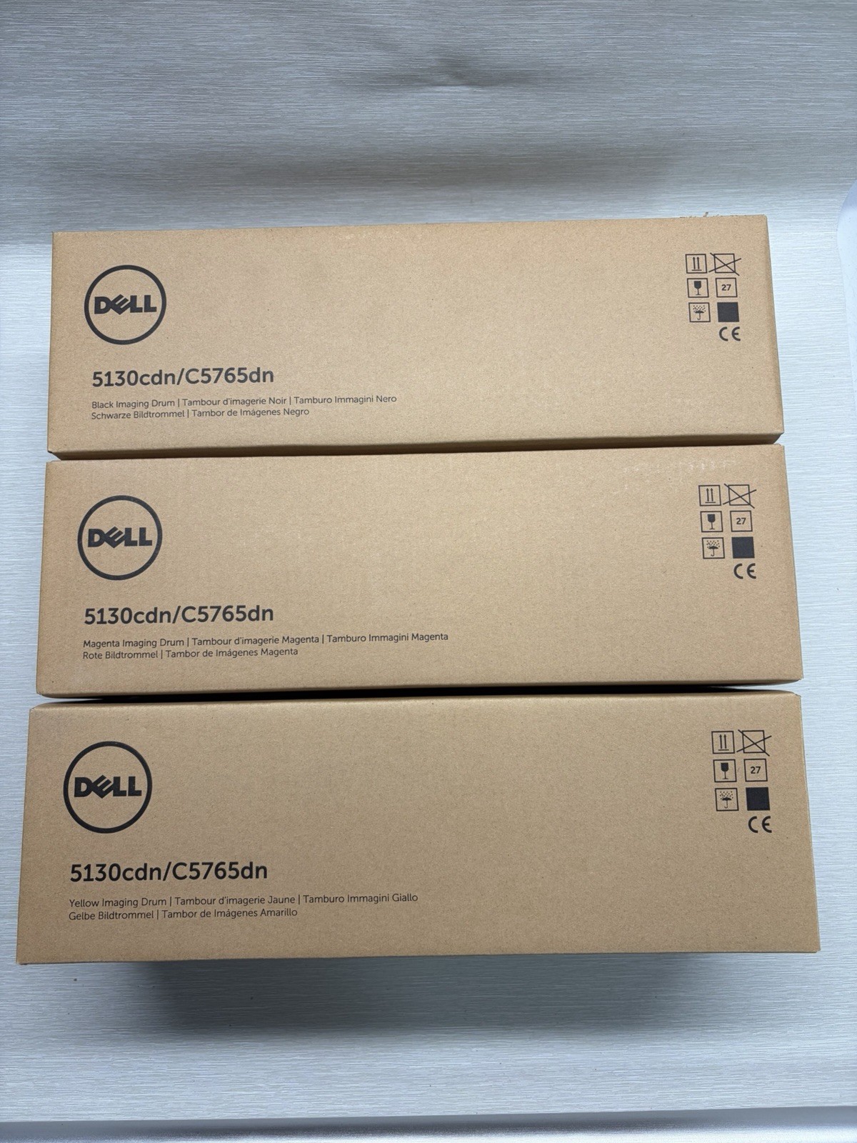 Set of 3 Genuine Dell 5130cdn Imaging Drums Magenta/Yellow/Black