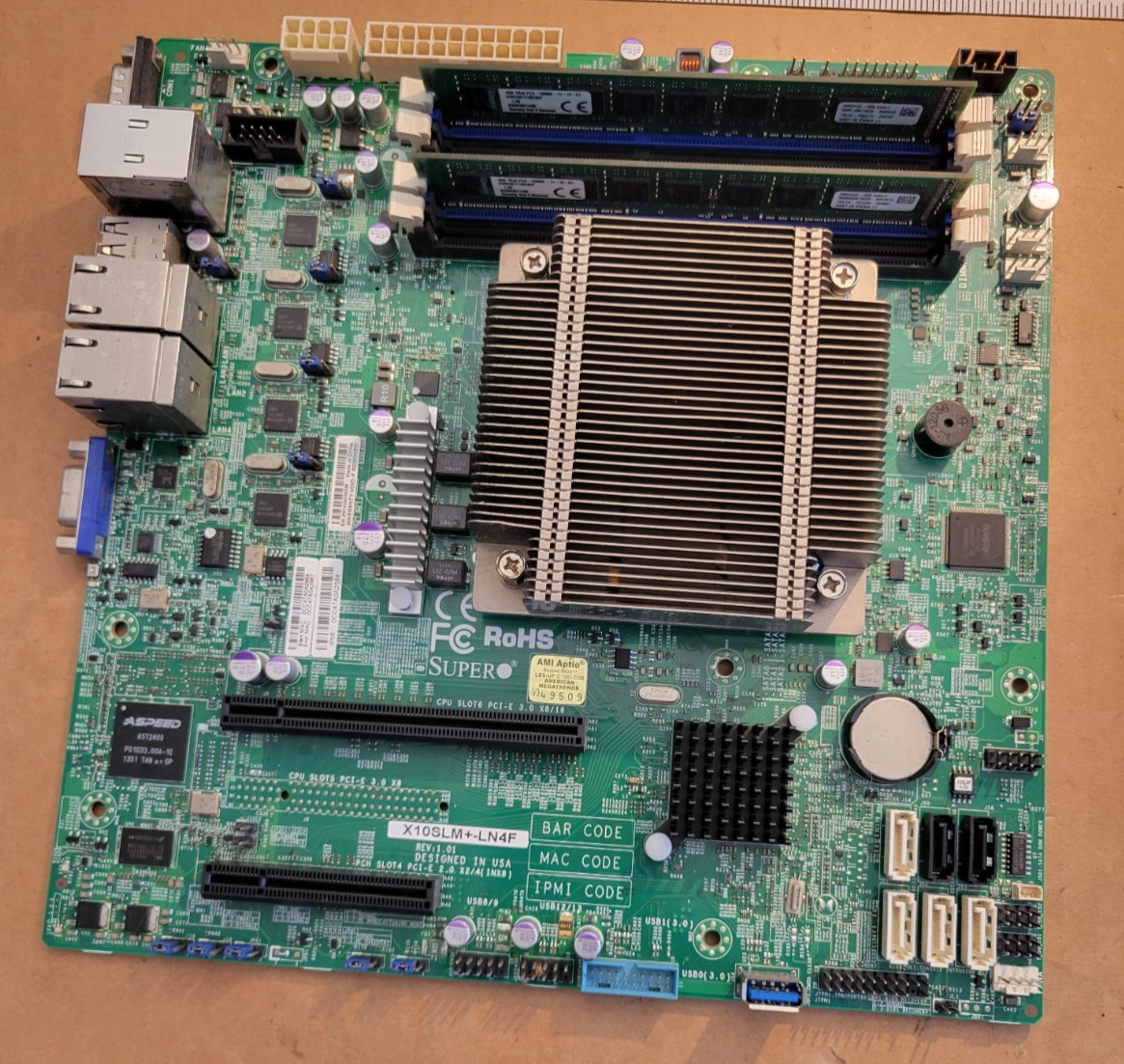 Supermicro X10SLM+-LN4F Server Motherboard w/ Intel Celeron SR1CN 2.70GHz & 8GB