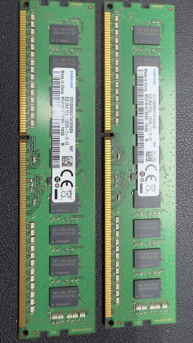 Samsung 16GB 2Rx8 PC3-12800E ECC DDR3 1600 ECC Unbuffered Server Memory (Qty 2)