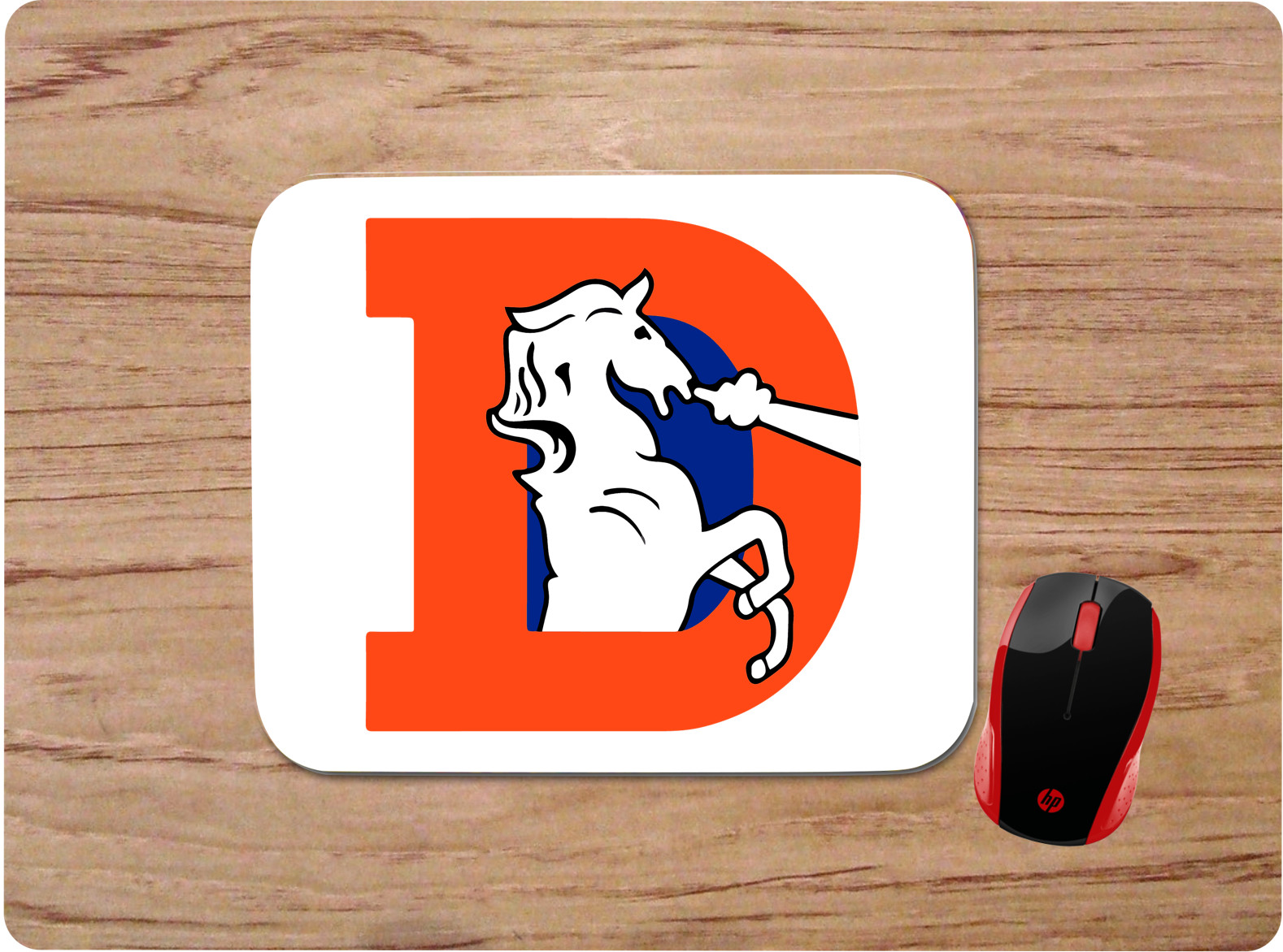 DENVER BRONCOS D LOGO WHITE BACKGROUND NEOPRENE MOUSEPAD DESK MAT 1993 - 1997