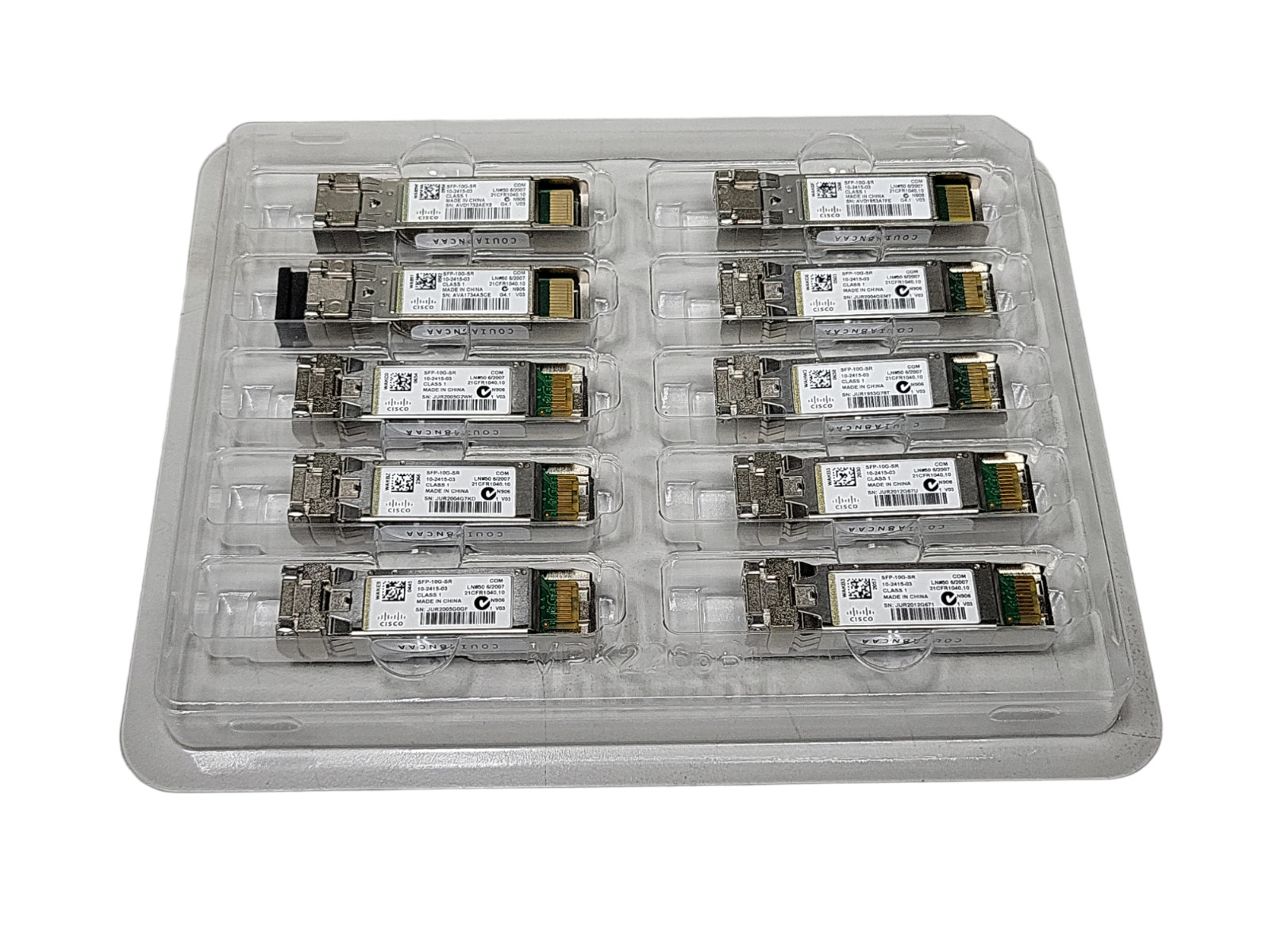 Lot of 10 Genuine Cisco SFP-10G-SR 10GBASE-SR SFP+ Tranceiver Module 10-2415-03