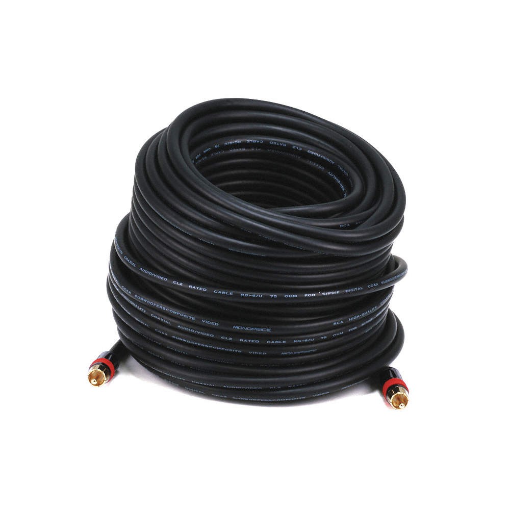 MONOPRICE 5872 A/V Cable,RCA Coax M/M,CL2 rated,100ft 14X058