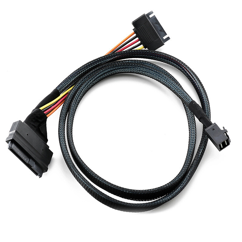 HD SAS SFF-8643 Internal to U.2 SFF-8639 with SATA Power for 2.5" NVMe SSD 1m