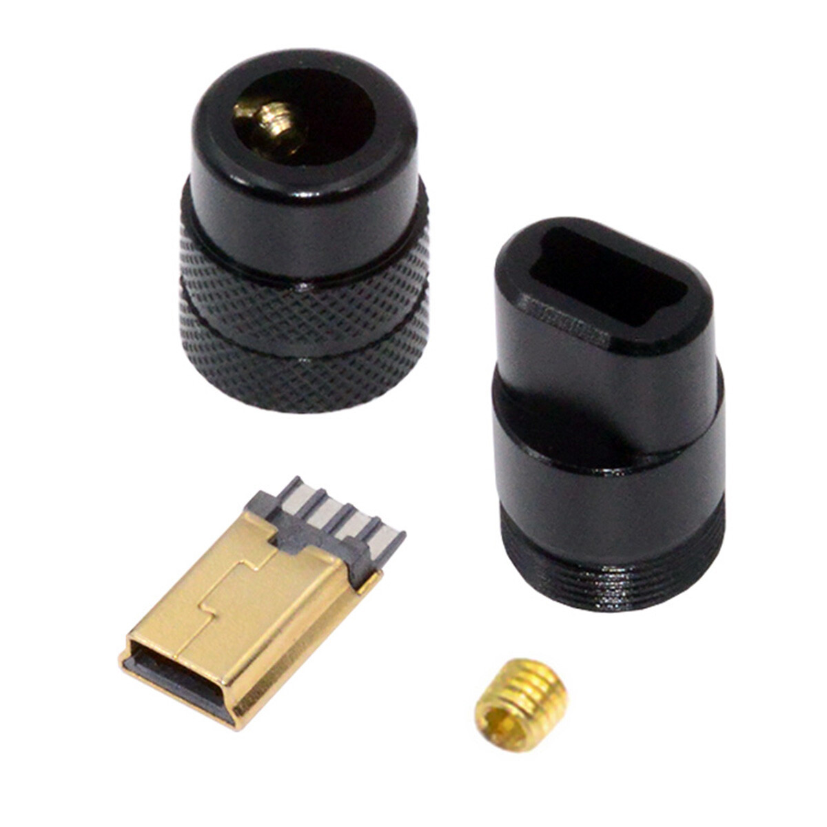 CY 5Pin Mini USB2.0 Plug Solder with Aluminum Alloy Shell for 4.0mm~6.0mm Cable