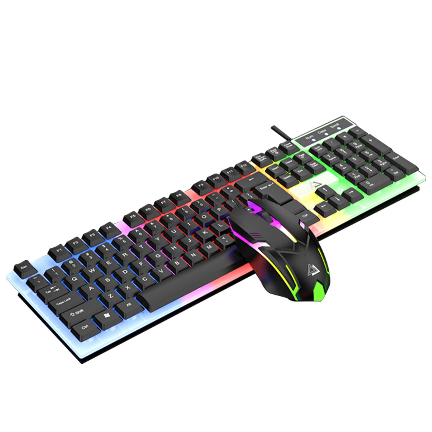 Gaming Keyboard and Mouse Set Cool Fighting Lighting Effects Colorful LED Lights