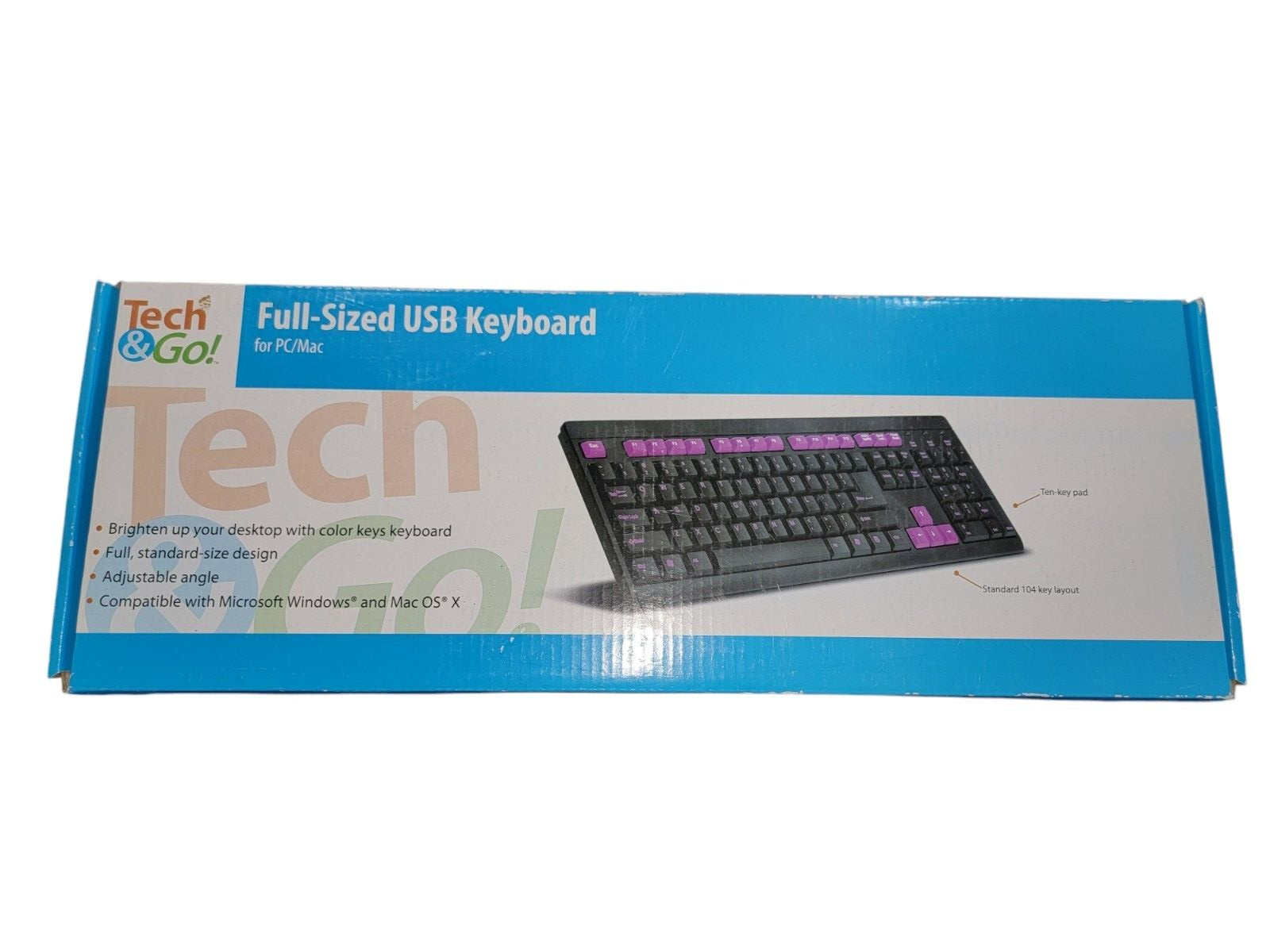 Tech & Go Full Size USB Keyboard Microsoft Windows Mac OS X New
