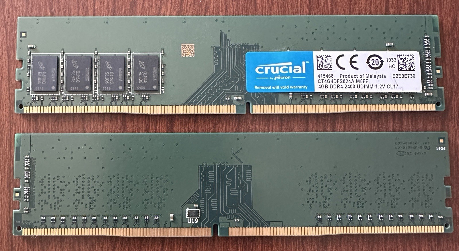 Crucial Micron 4GB DDR4-2400 Desktop RAM CT4G4DSF824A.M8FF