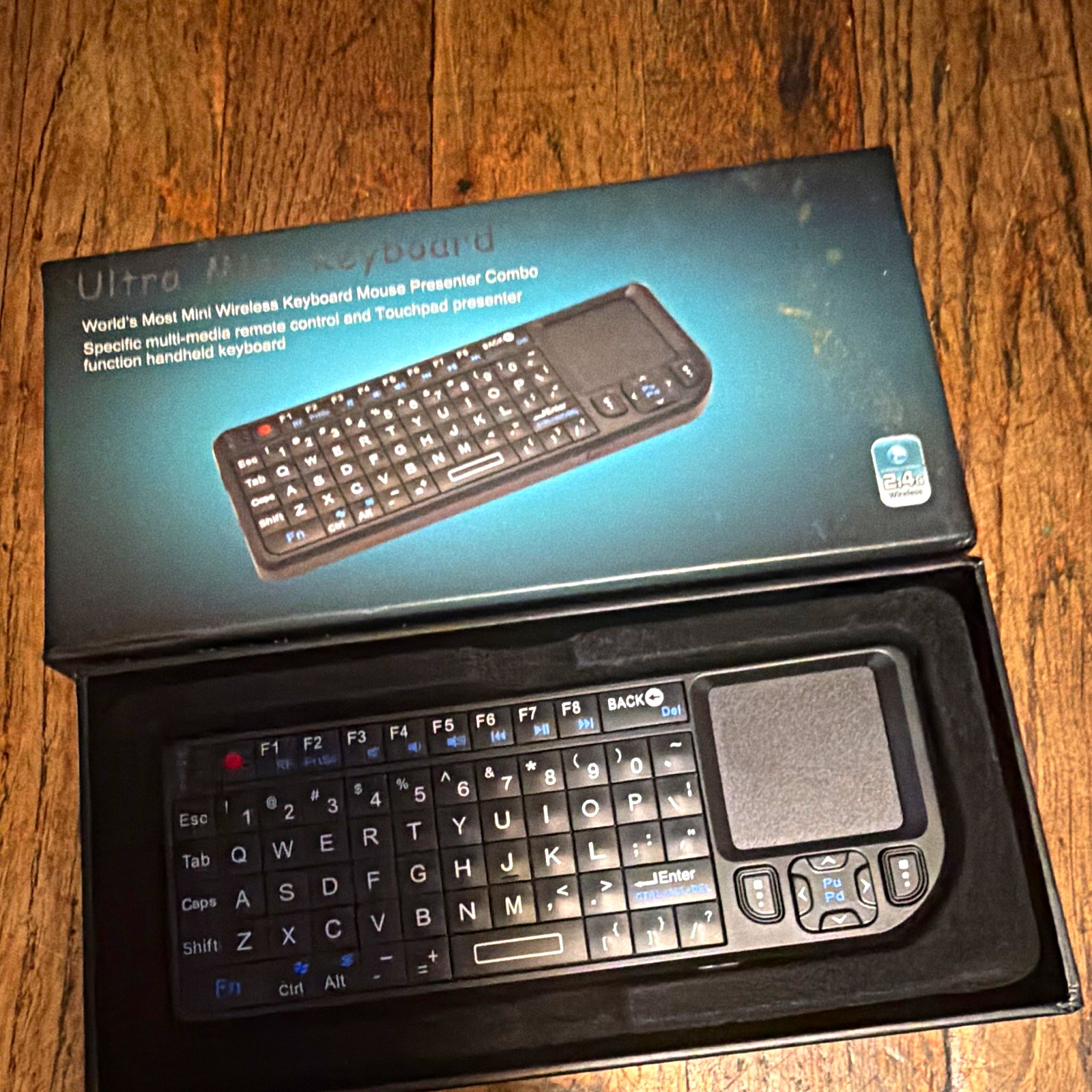 Ultra Mini Wireless Mini Keyboard w/ Built-In Touchpad, Black, English QWERTY