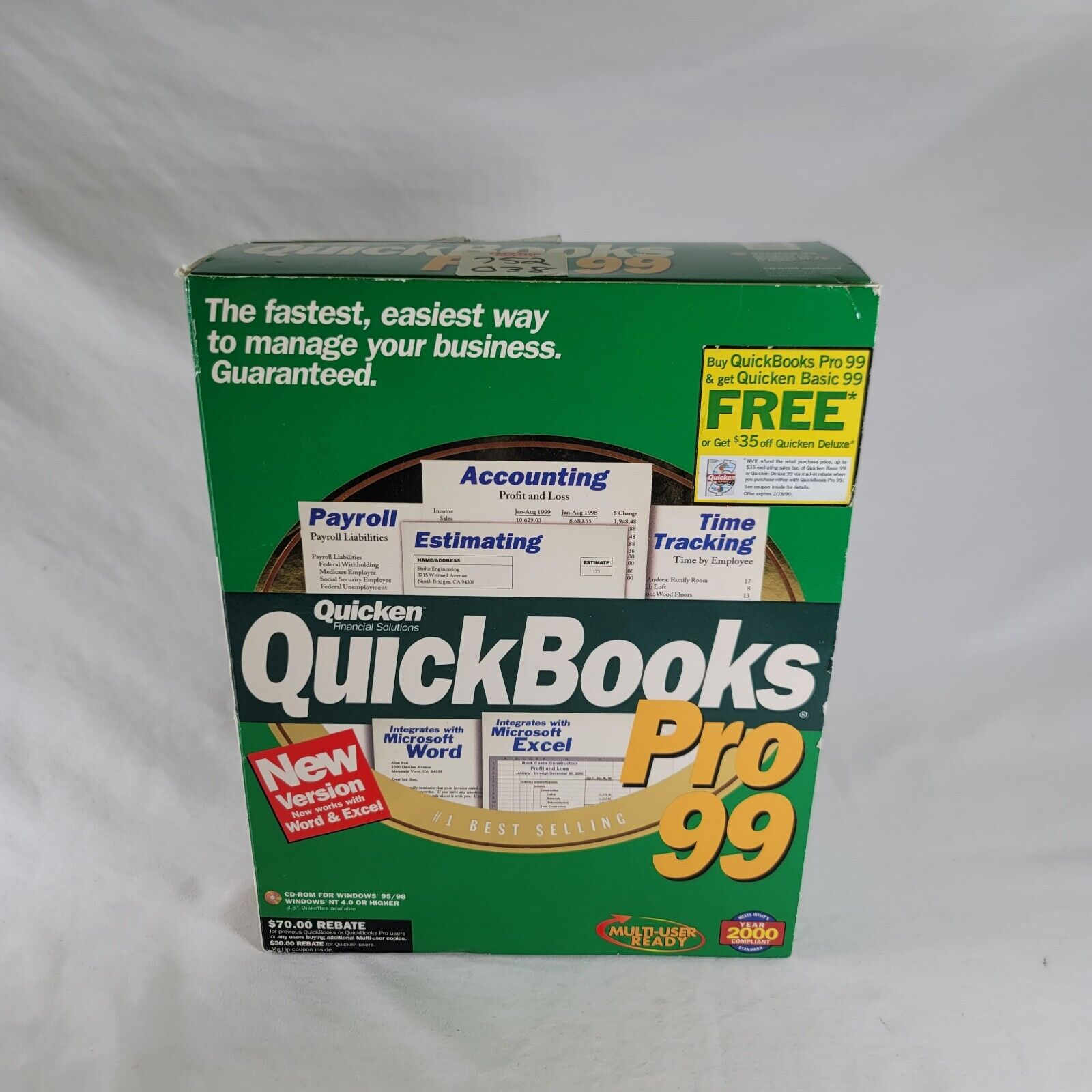 Quicken Quickbooks Pro 99 for Windows, Boxed with Cdrom and Manual/Book