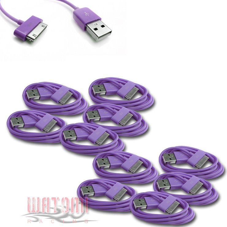 10X 10FT USB 30PIN PURPLE CABLE DATA CHARGER FOR GALAXY TAB 7" PLUS 8.9 10.1