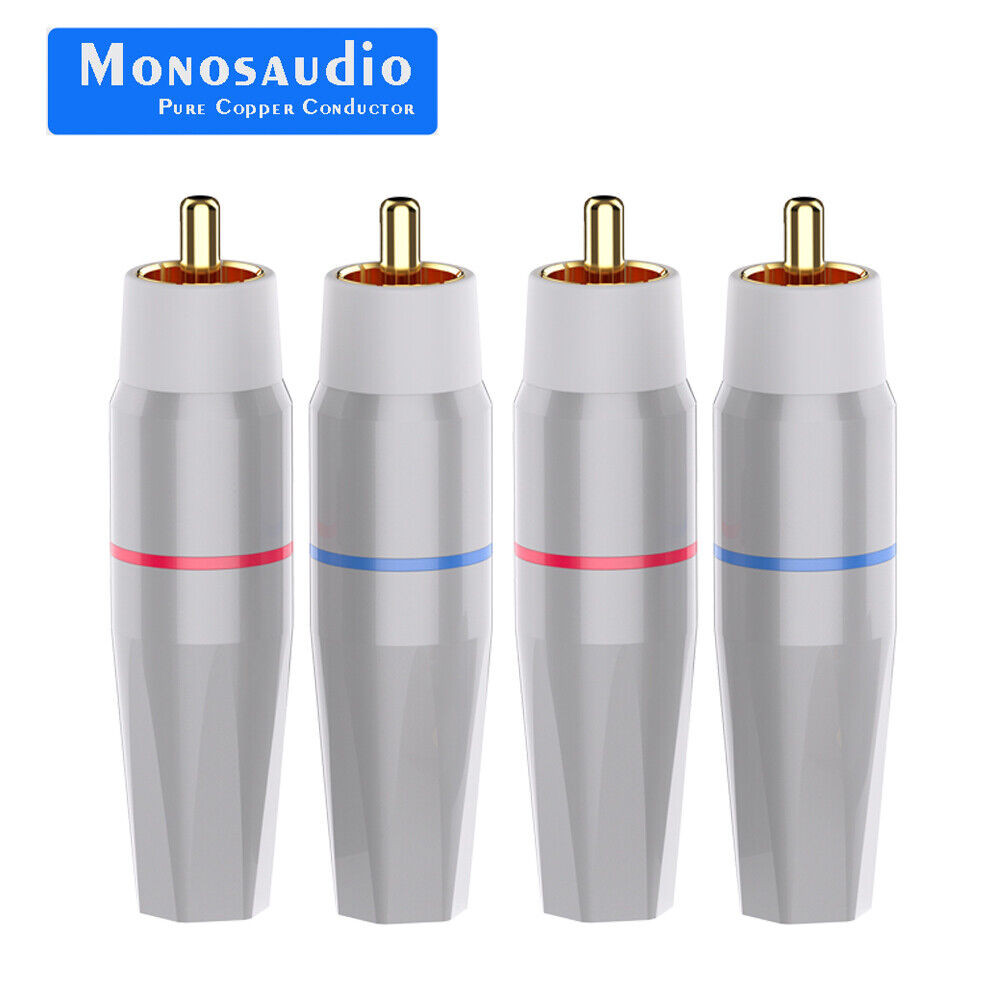 4PCS HIFI Rhodium/Gold Plated RCA Plug 99.998% Pure Copper Audio RCA Connector