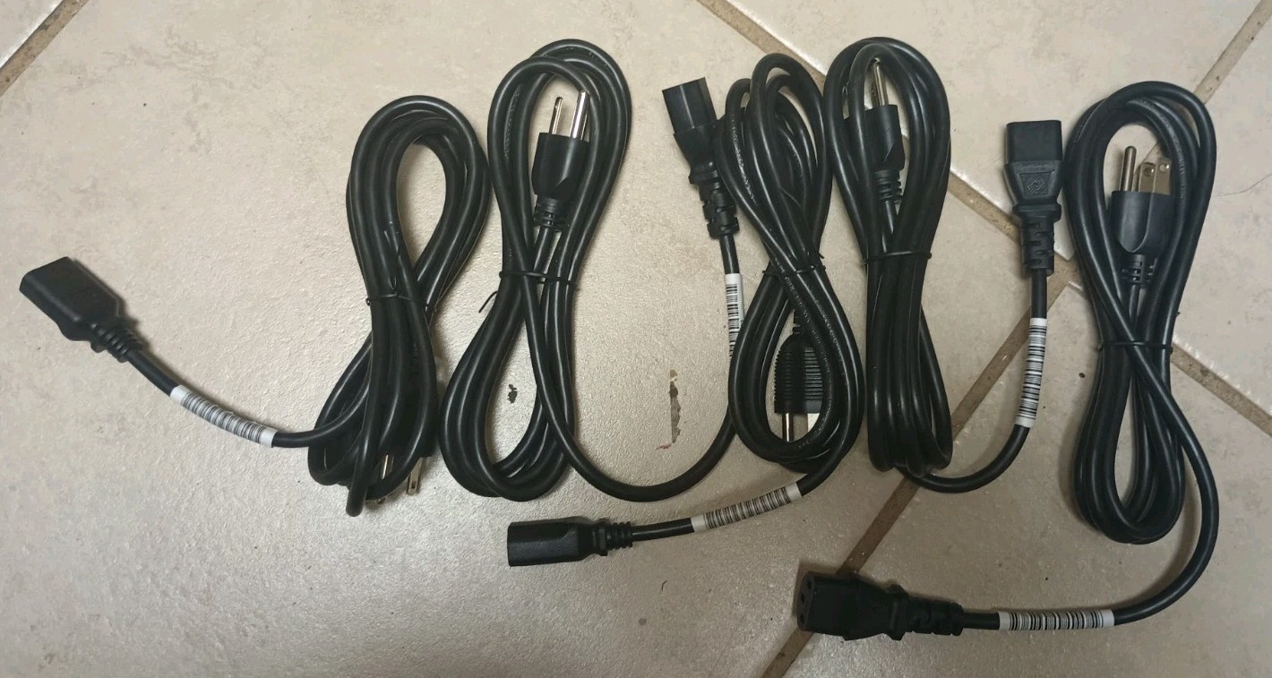 Lot Of 5 Power Cables From I-SHENG and Well Shin