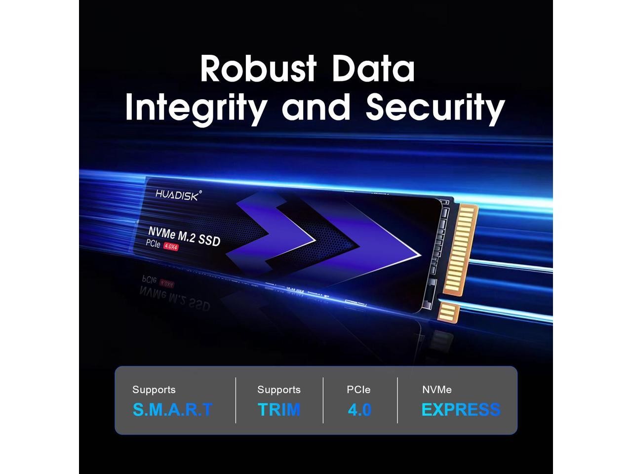 1TB QLC NVMe SSD, M.2 2280 PCIe Gen4x4 Internal Solid State Drive, Read HUADISK