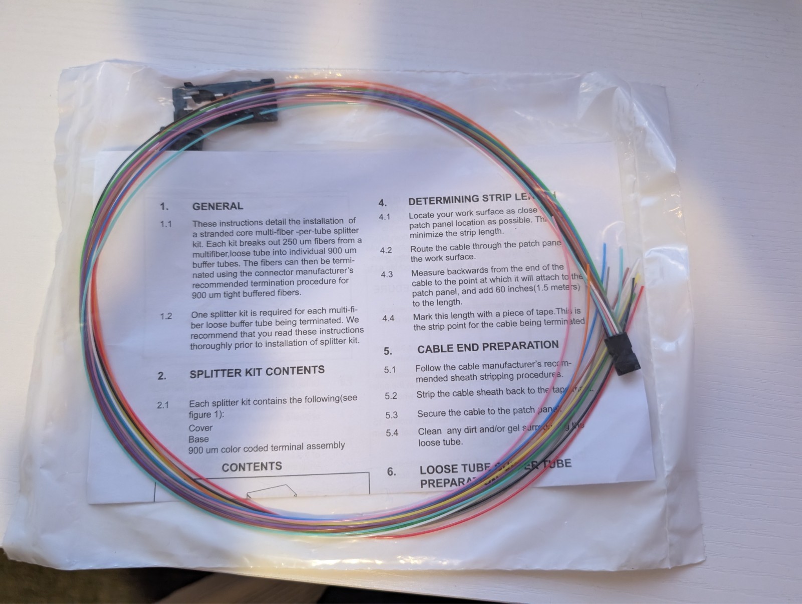OPTICONX SPKL-12/36G SPLITTER KIT 12 Fibers 24 inches NEW 