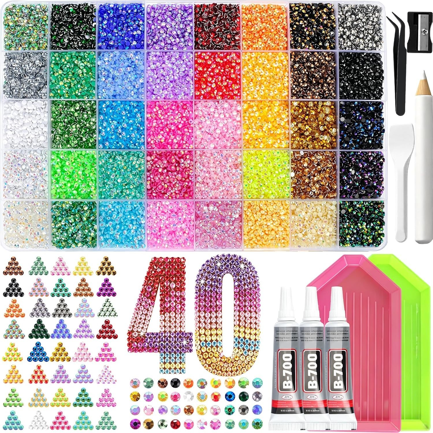50000Pcs Resin Jelly Rhinestones for Bedazzling kit, 3mm Bedazzler Kits | 40C...