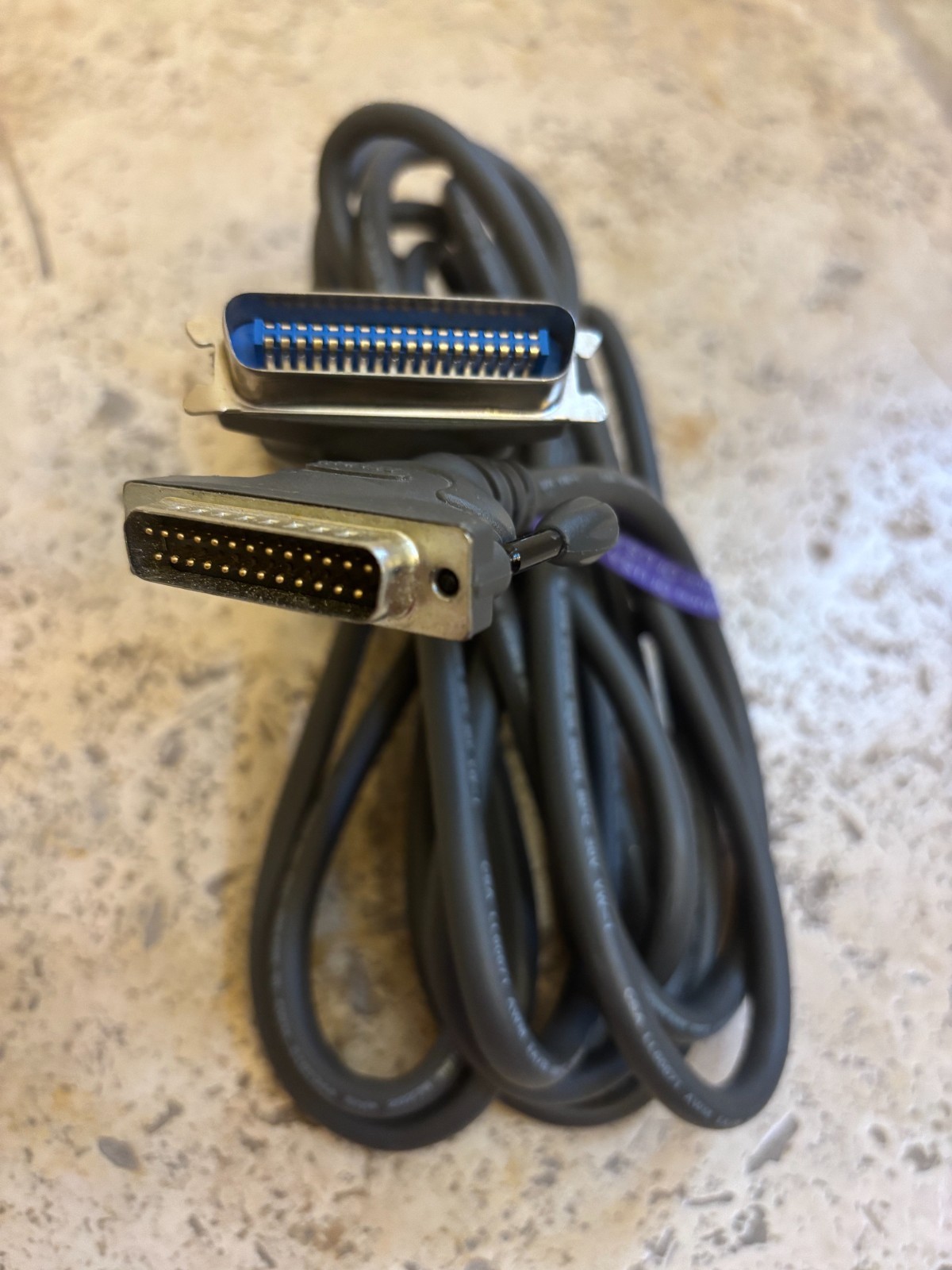 Vintage 15ft Belkin Printer Parallel Cable DB25 Male to Centronics 36 Connector