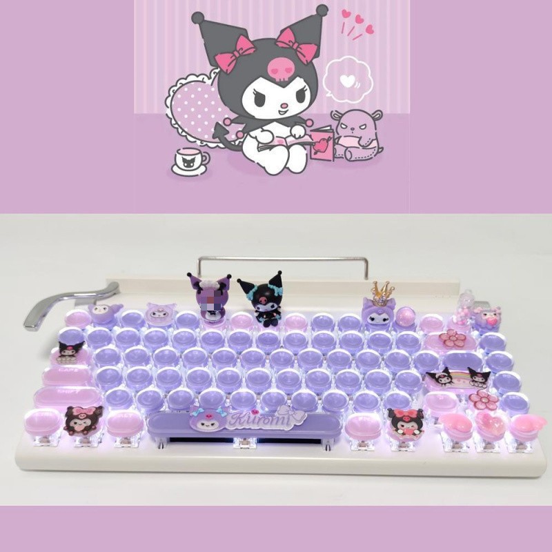 Kuromi luminous mechanical keyboard wired wireless blue axis notebook keyboard