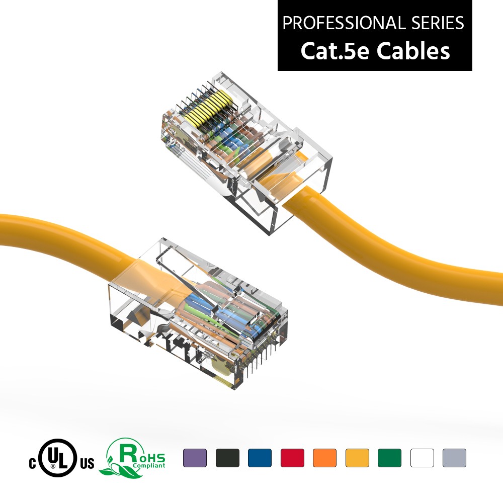 5 Pack of 200Ft CAT5E UTP Ethernet Network Non Booted Cable 12-200 Feet Yellow