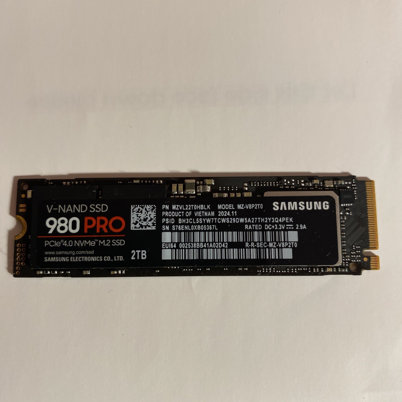 SAMSUNG 980 PRO 2TB PCIe 4.0 NVMe M.2 SSD High Speed 