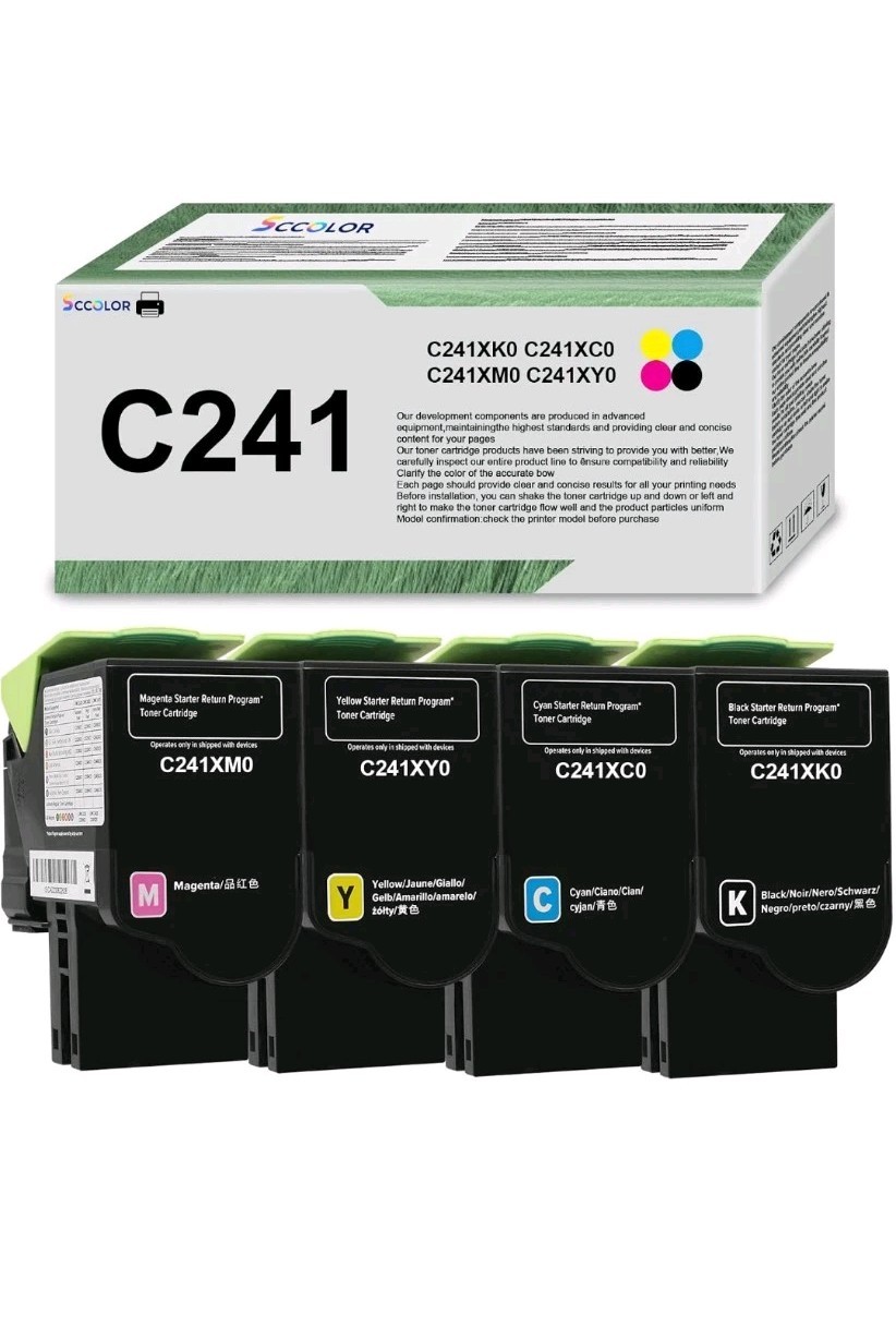 Pack 4 Compatible Toners Lexmark C2425 C2535 MC2425 MC2535 MC2640 C241X KCMY