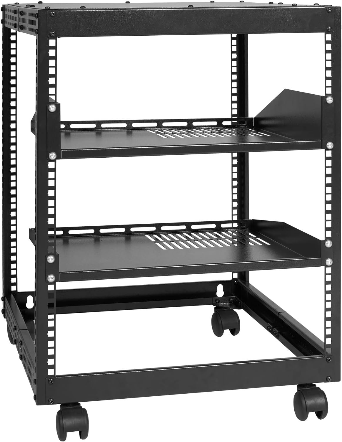 12U Open Frame Server Rack, 23-40 in Adjustable Depth, Free Standing or Wall Mou
