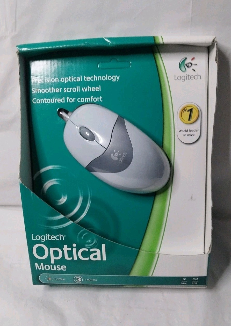 Logitech Wired Optical Mouse PC MAC PS/2 USB 2003 NOS 931144