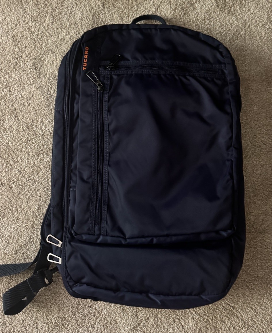 Tucano Laptop Backpack In Blue With Orange Lining