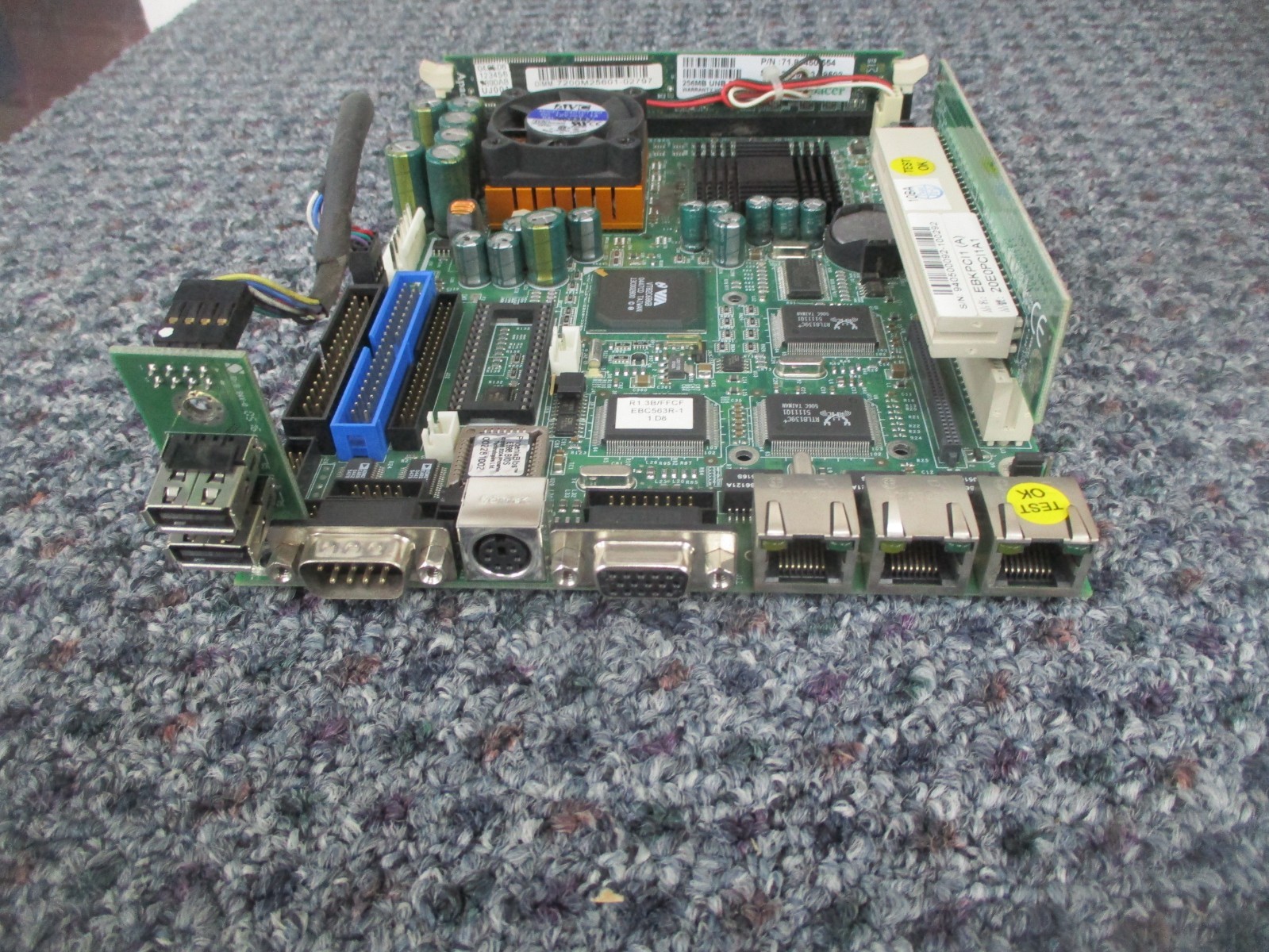 Nexcom EBC-563 EBC563 Industrial Motherboard w/ PCI Card EBKPCI1. 256MB RAM.
