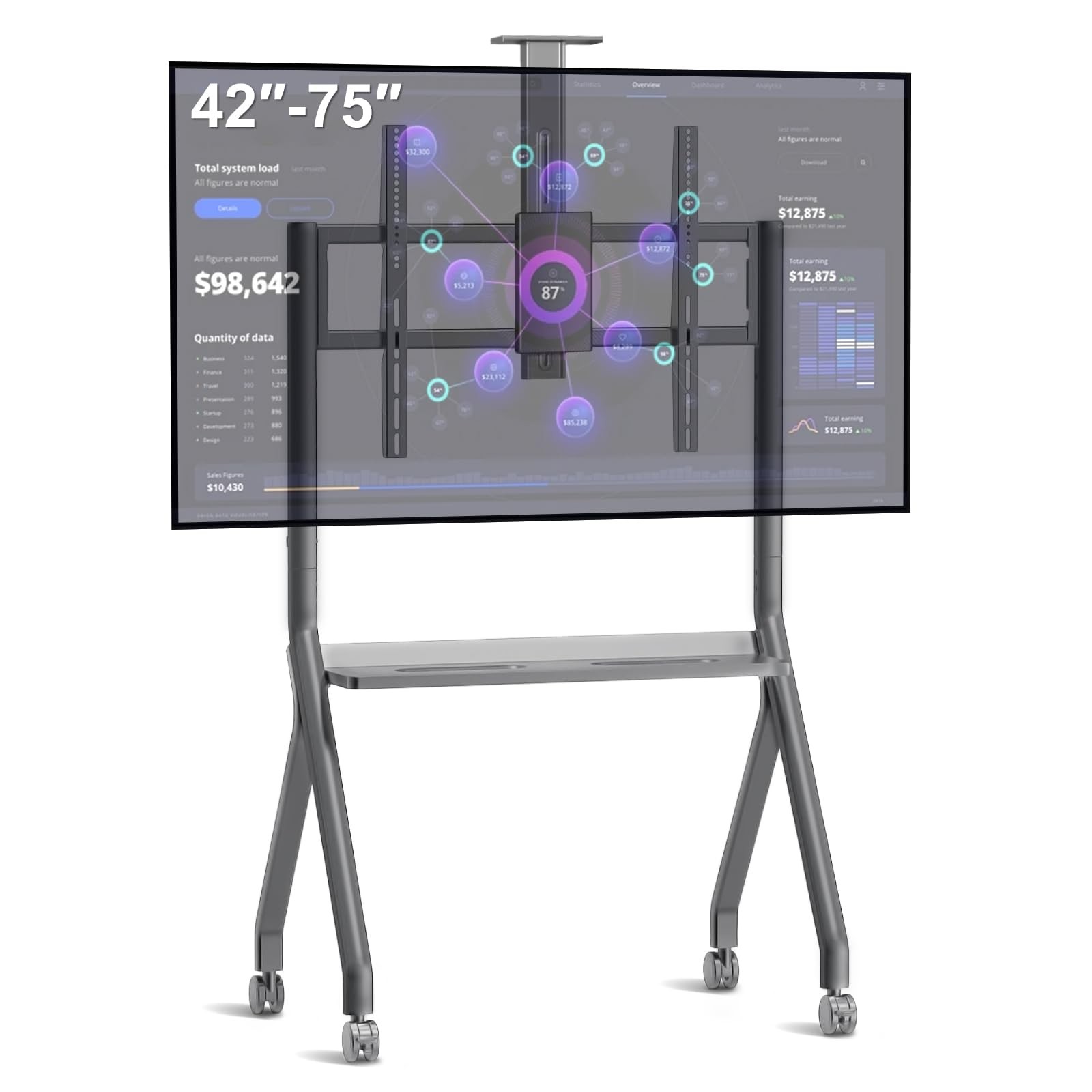 JYXOIHUB Smart Board Stand for 42"– 75" Interactive 44-75 Inch, Silver