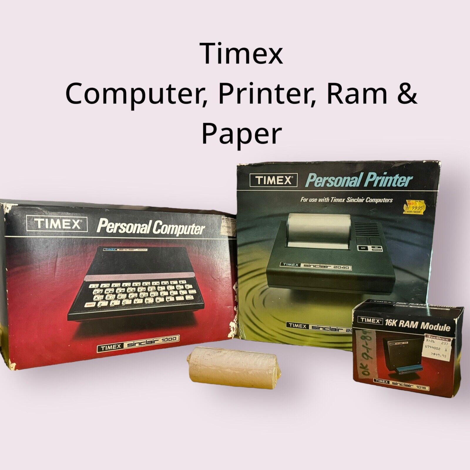 Timex Sinclair 1000, Printer 2040 & Ram 1016 With All Accessories And Boxes