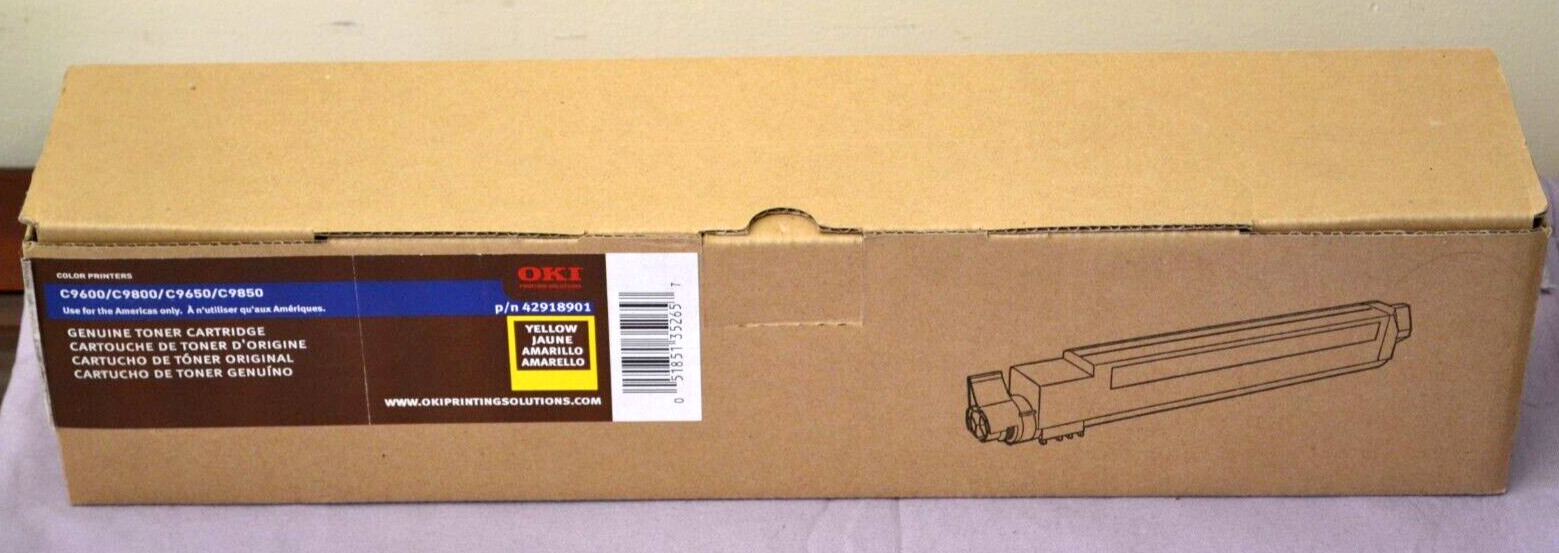 Genuine OKI 42918901 Yellow Toner Cartridge For C9600/C9650/C9850 & C9800  - New