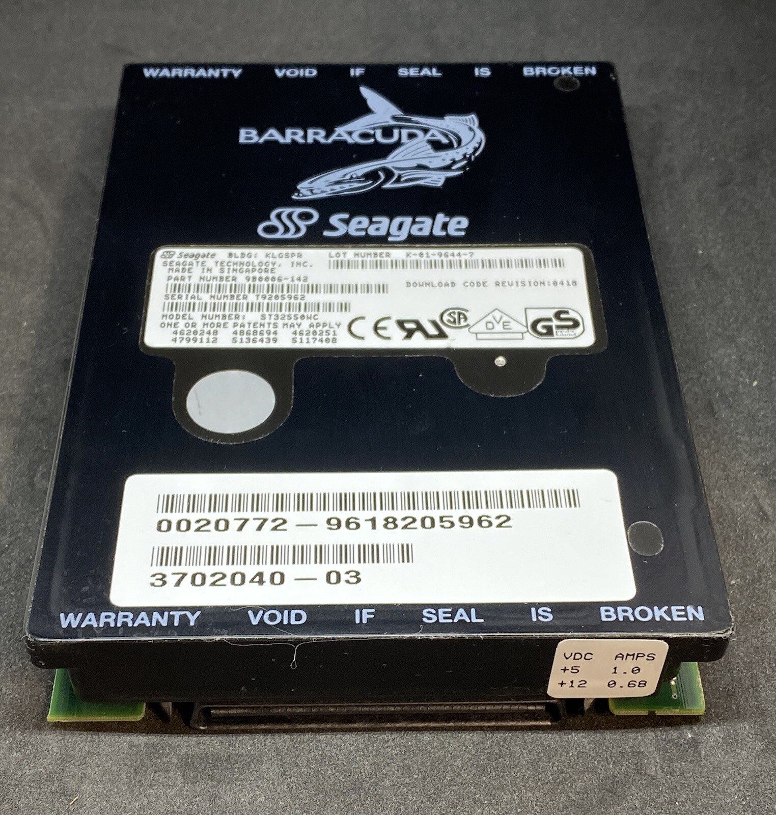 Sun 370-2040 2.1GB 3.5-inch 7200 RPM Single Ended Fast/Wide SCSI HDD ST32550WC