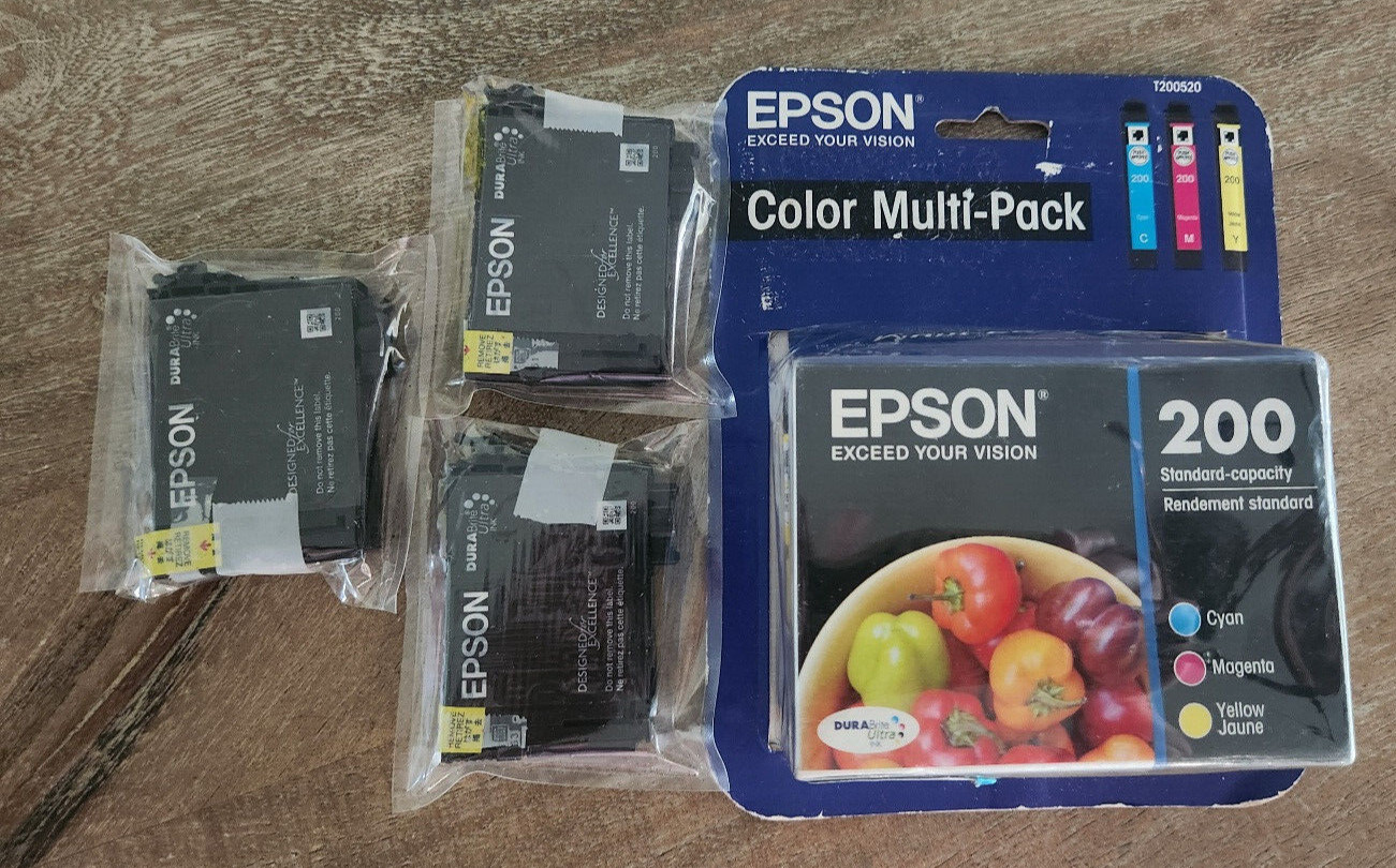 Epson T200520 Tri-Color Multi-Pack *EXPIRED 5/17* plus 3 open box ink cartridges