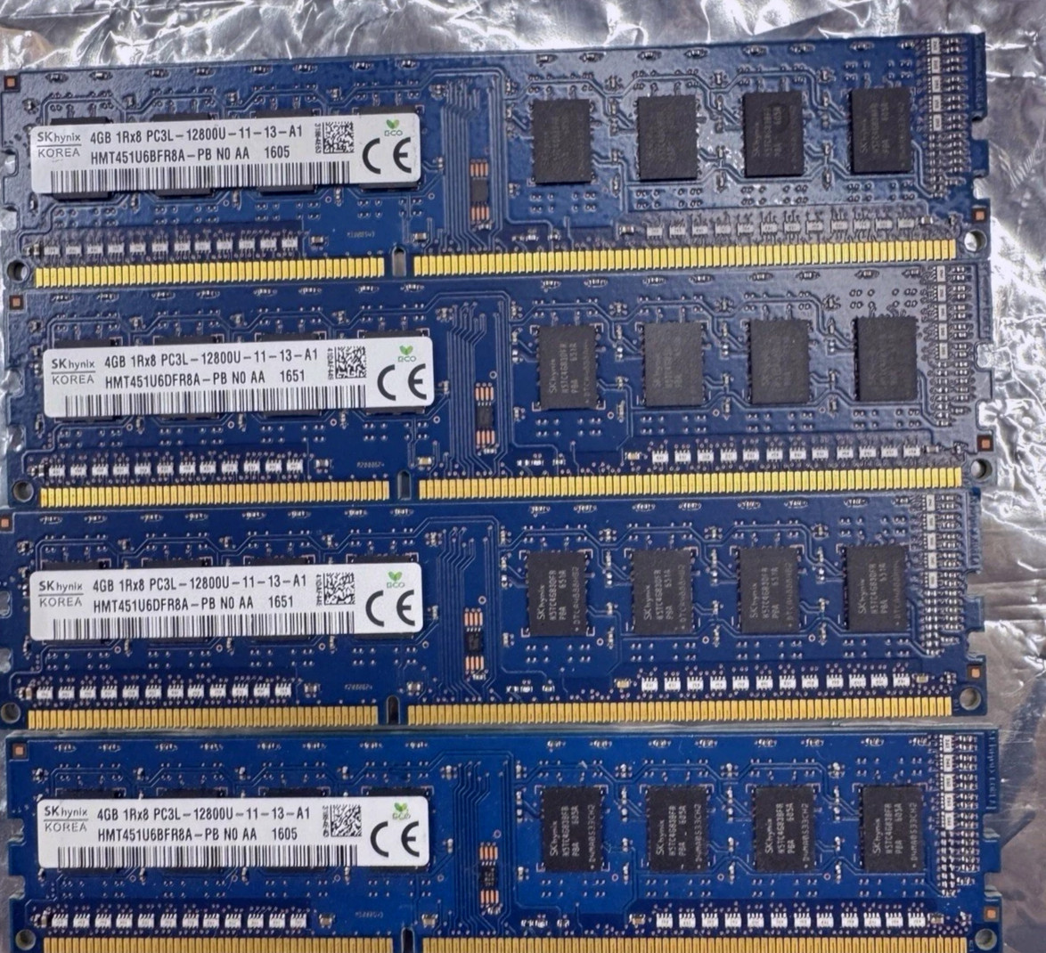 4 PACK LOT    SK Hynix 4GB 1Rx8 PC3 12800U-11-13-A1 Desktop RAM