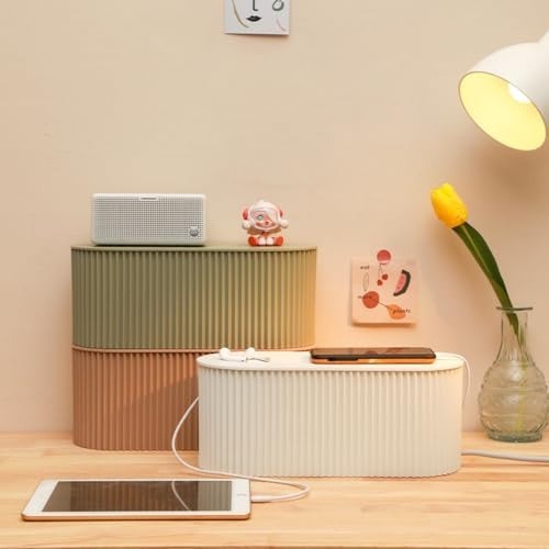 Versatile Cable Storage Box with Heat Resistance & Easy Access Slot, 12.2"x5.3"