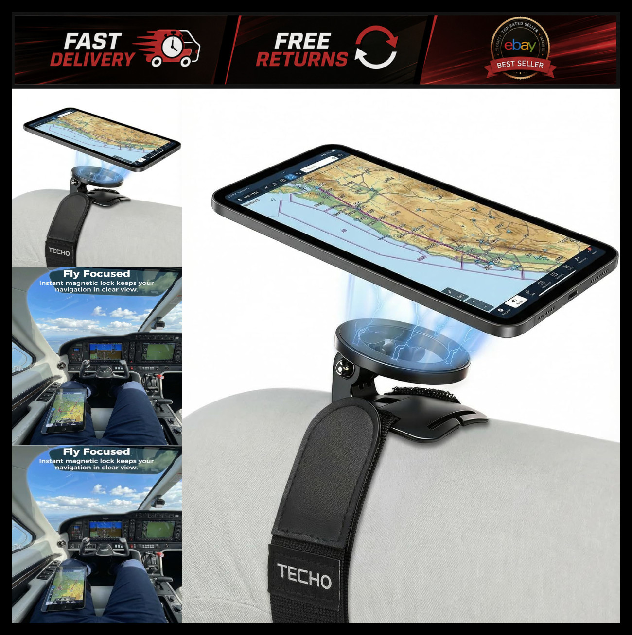 TECHO Magnetic Pilot Kneeboard for iPad & Tablets – Universal Aviation Knee