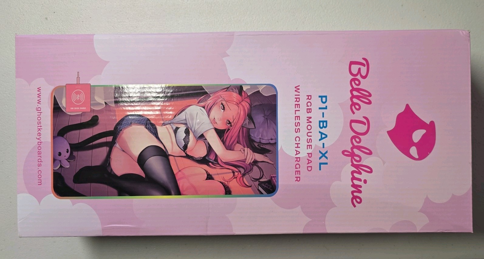 Ghost x Belle Delphine Gaming Mouse Pad P1-BA-XL RGB Wireless Charger Brand New