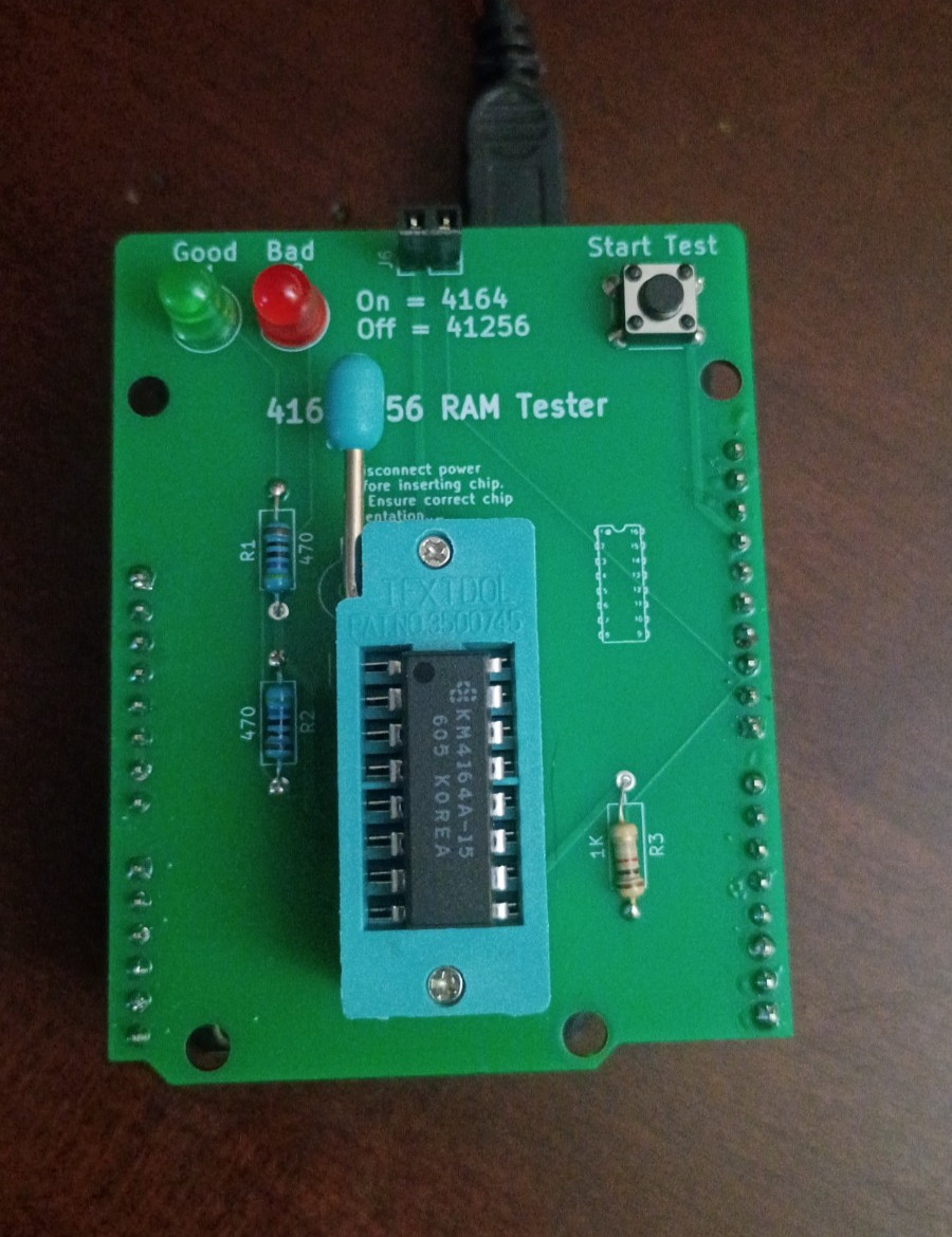 RAM Memory PCB Arduino UNO R3 Tester 4164 and 41256 DRAM - You build and solder