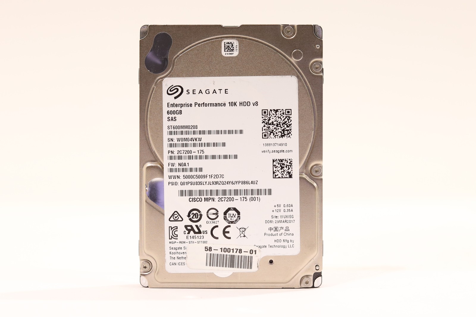 Cisco ST600MM0208 600GB 2.5" 12Gb/s 10K RPM SAS Hard Drive P/N:2C7200-175 Tested