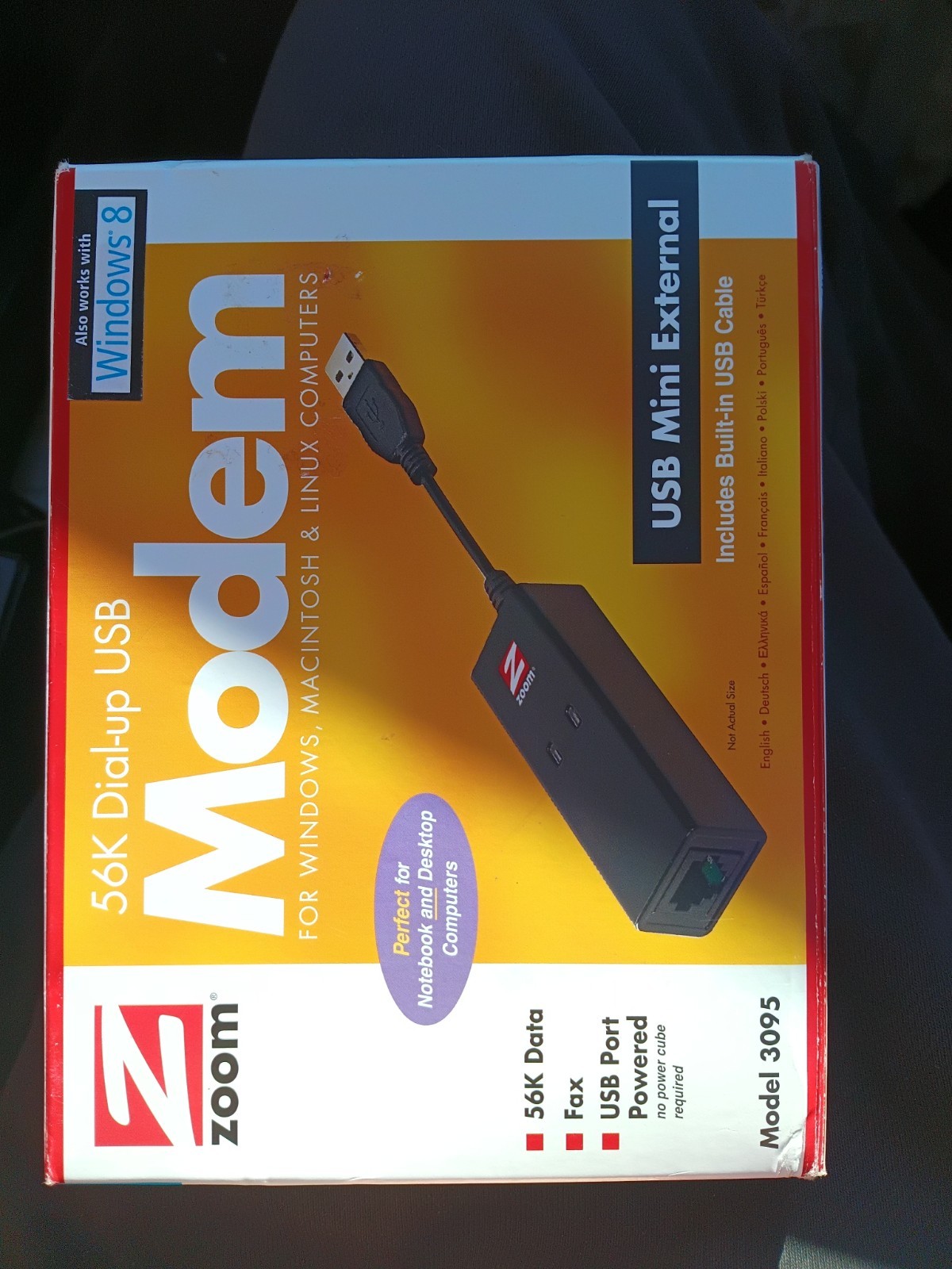 Zoom Model 3095 USB Modem 56K V.92 Data Fax External Mini 3095-00-00G