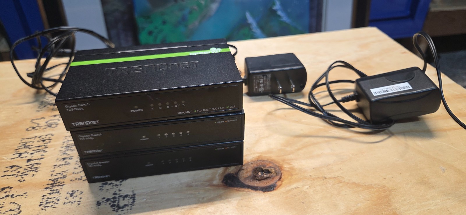 (LOT OF 3) + more TRENDnet  TEG (TEG-S50g) 5-Ports External Switch w/ Adapter
