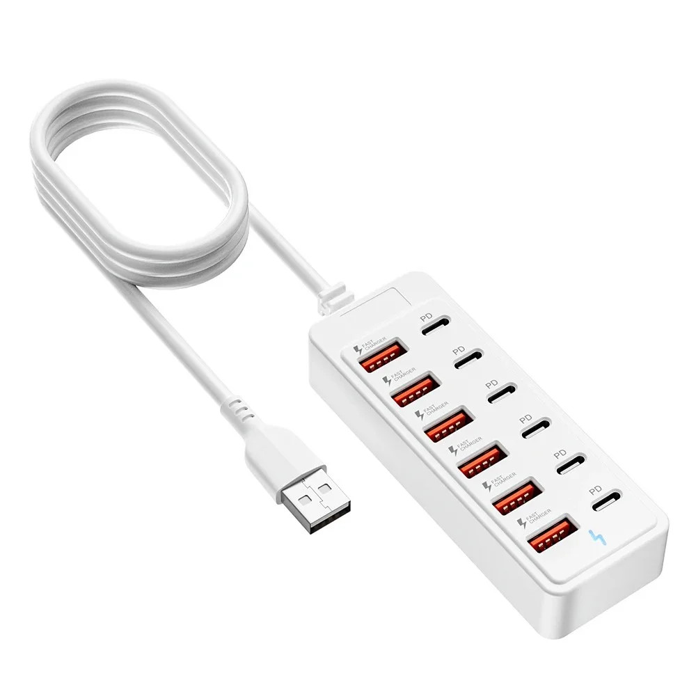 12 in 1 USB Charging Station Multi Ports 6 USB 6 PD Charger Type C Mobile Phones