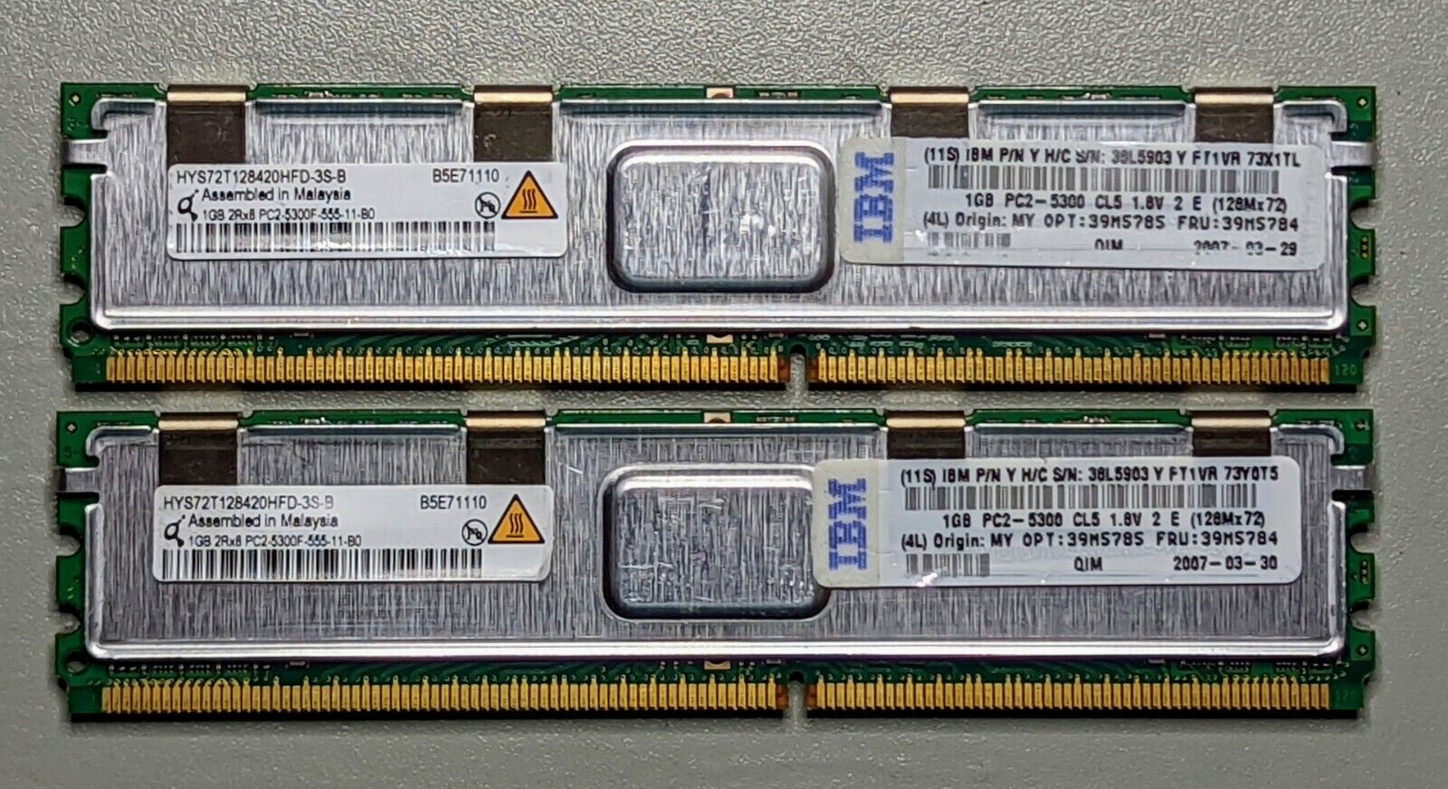 2 × 1GB Qimonda 2Rx8 PC2-5300F-555-11 FB-DIMM DDR2-667 | 2GB Memory Kit TESTED ✅