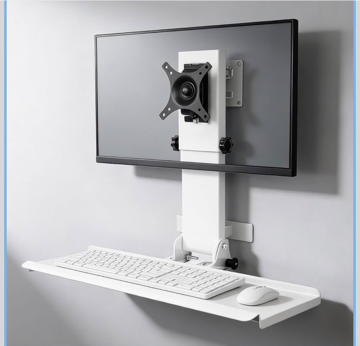 Wall Mount Computer Workstation, Monitor Wall Mount with Foldable Keyboard Tray