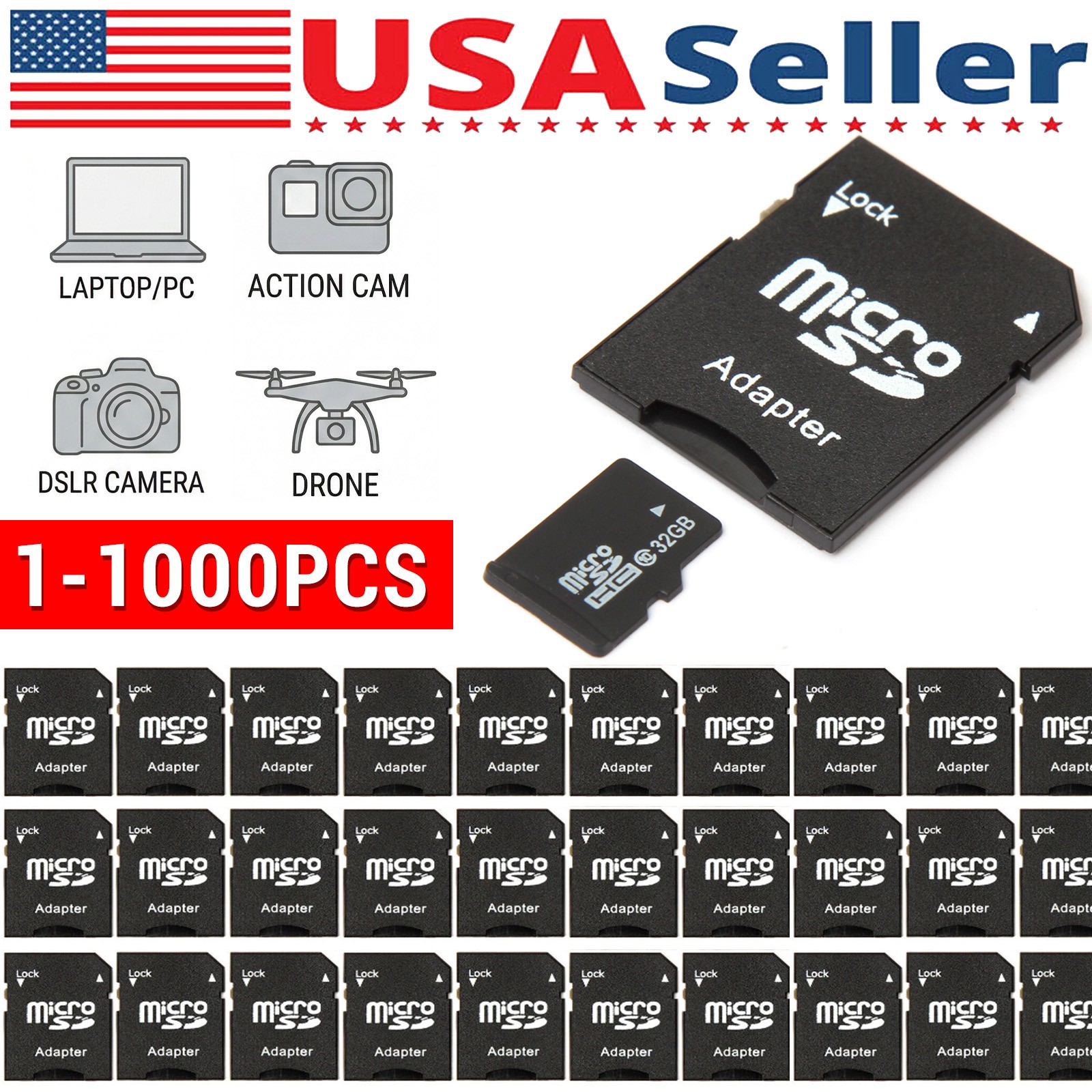 1-1000x Micro SD Adapter TransFlash TF To SD Memory Card Adapter Converter LOT